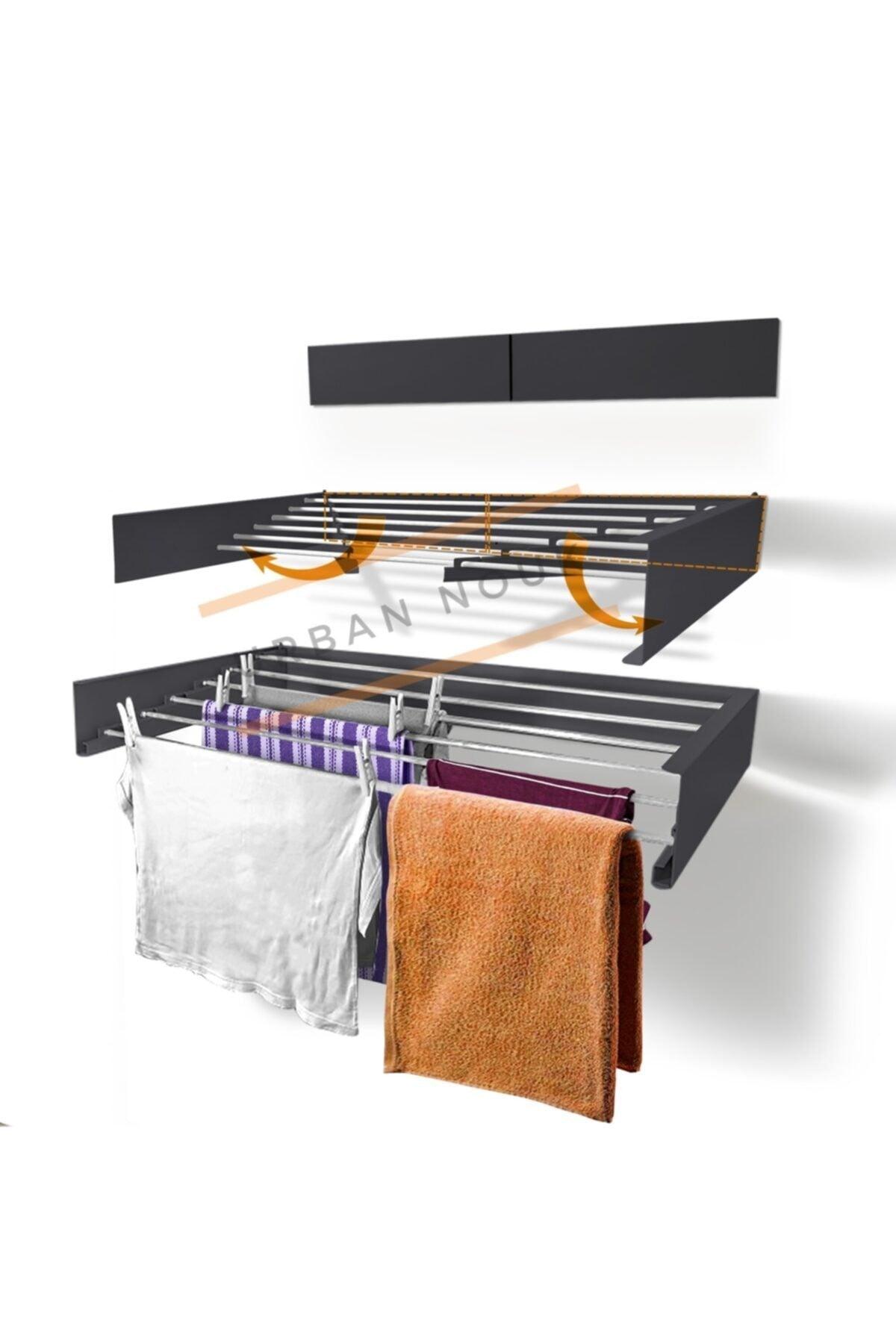 Laundry Hanger for Drying - Wall Mounted Laundry Holder - Patented Design (ANTRASİT-100CM) - Swordslife