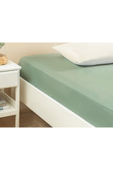 Plain Cotton Double Elastic Bed Sheet 160x200 Cm Green - Swordslife