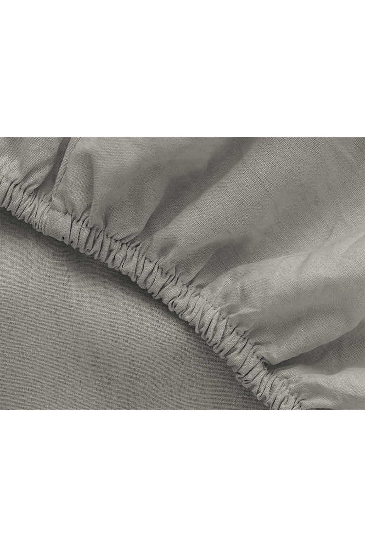 Plain Cotton King Size Elastic Bed Sheet 180x200 Cm Pebble Stone - Swordslife
