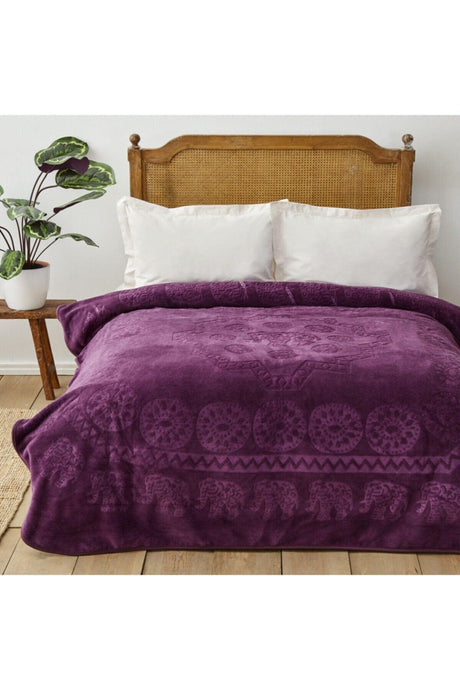 Elephant Plum Double Soft Embosy Blanket - Swordslife