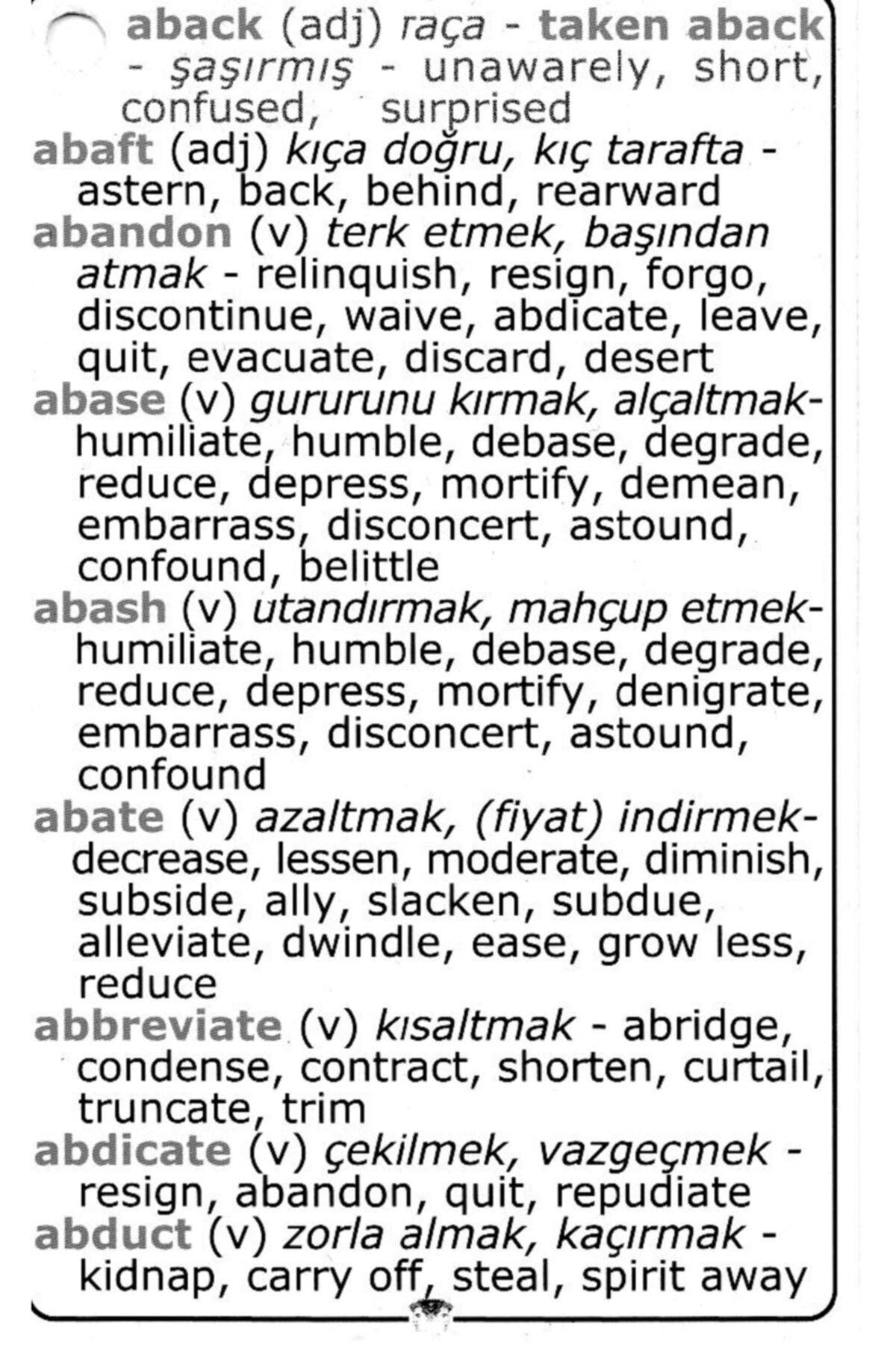 English Synonyms - Synonyms Chain Word Card - Ielts - Yds Kpds Preparation - Swordslife