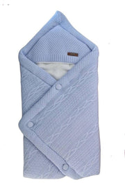 Baby Boy Cotton Knitwear Blue Swaddle Blanket - Carry Cot - Swordslife
