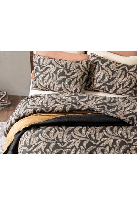 Fern Cotton Double Duvet Cover Set 200x220 Cm Black - Swordslife