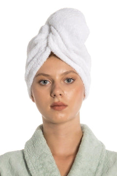 Cotton hair drying cap with button closure