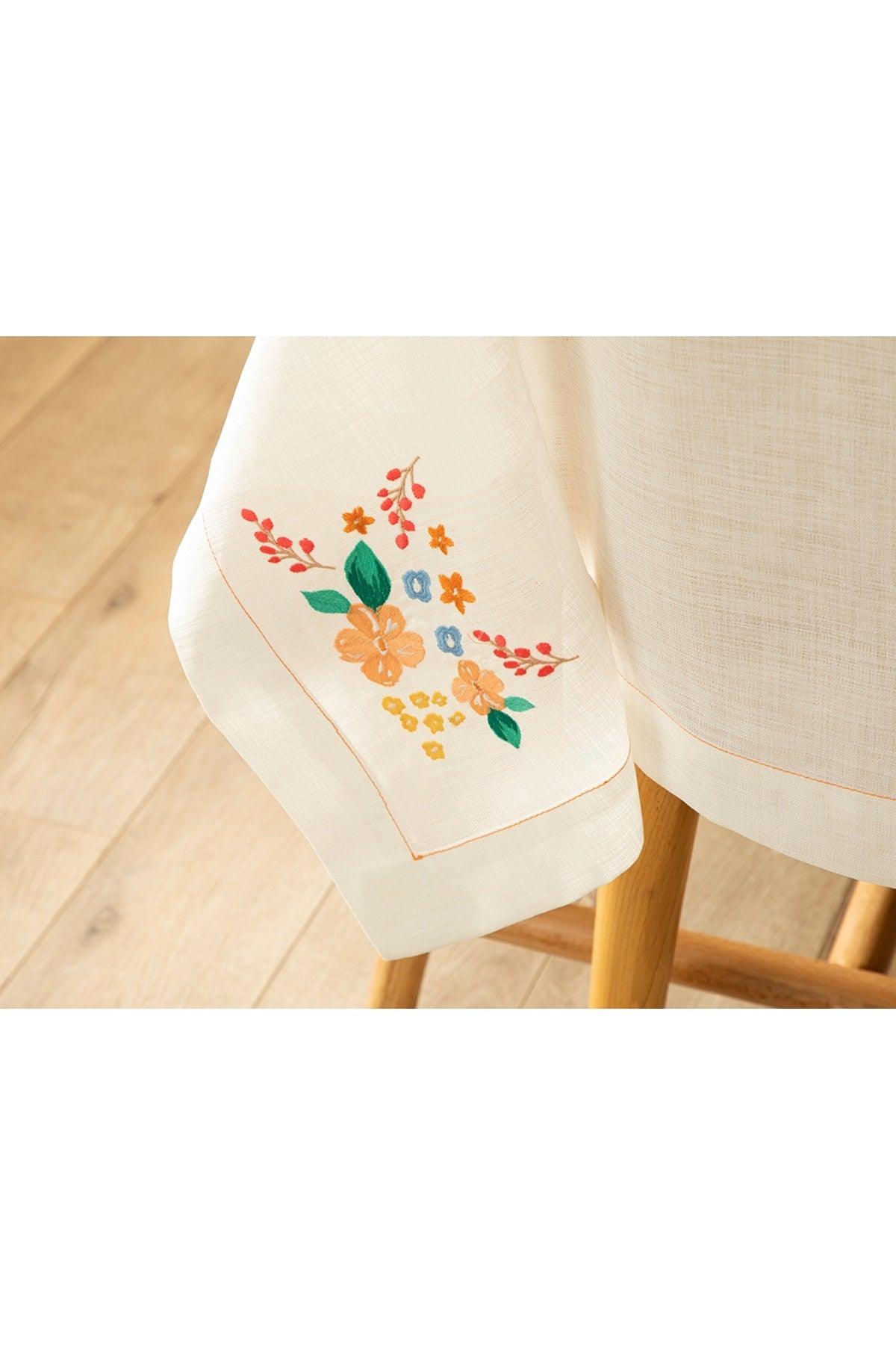 Flower Spree Embroidered Table Cloth 150x220 Cm White - Swordslife