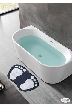 40cm x 60cm Non-Slip Bath Mat with Footprint Pattern in Anthracite