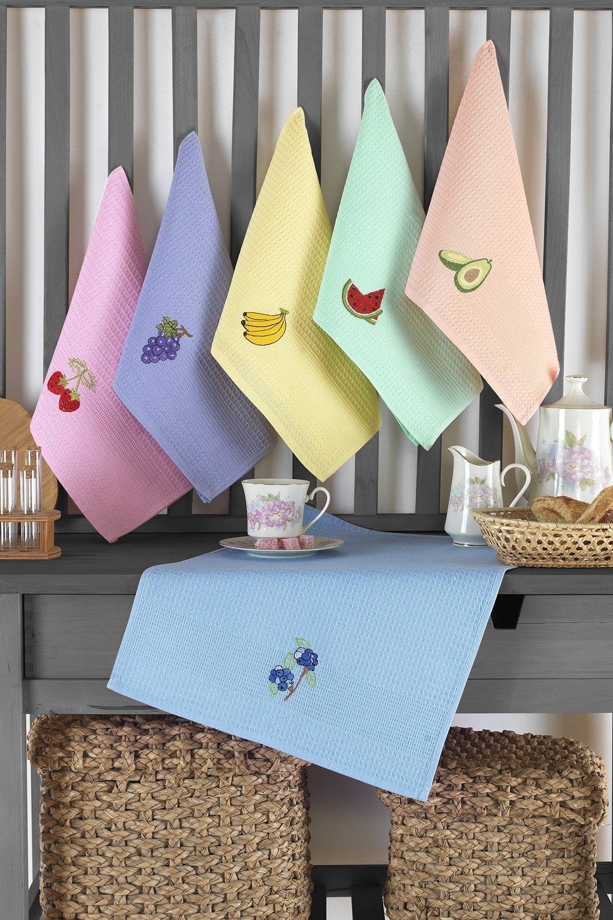 Fruit Embroidered Kitchen Towel Set I Drying Towel 6 pcs - Swordslife