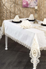 Gardenia French Lace 12 Person 26 Piece Dowry Table Cloth Runner Set - Swordslife