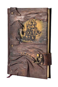 Handmade Leather-Bound Daily Diary Notebook – 300 Pages, Ink-Resistant Pages