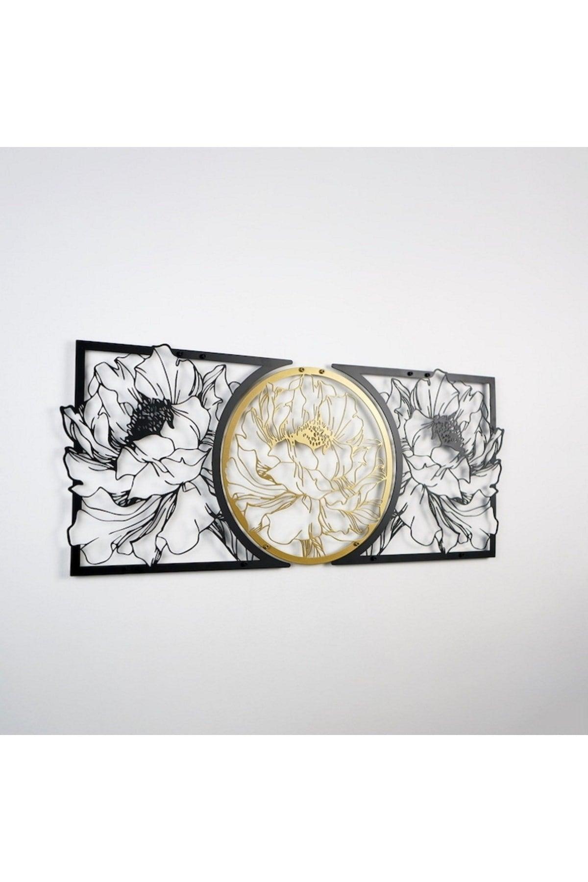 Three Flowers In Geometric Shapes Metal Wall Decor , Metal Wall Decor - Swordslife