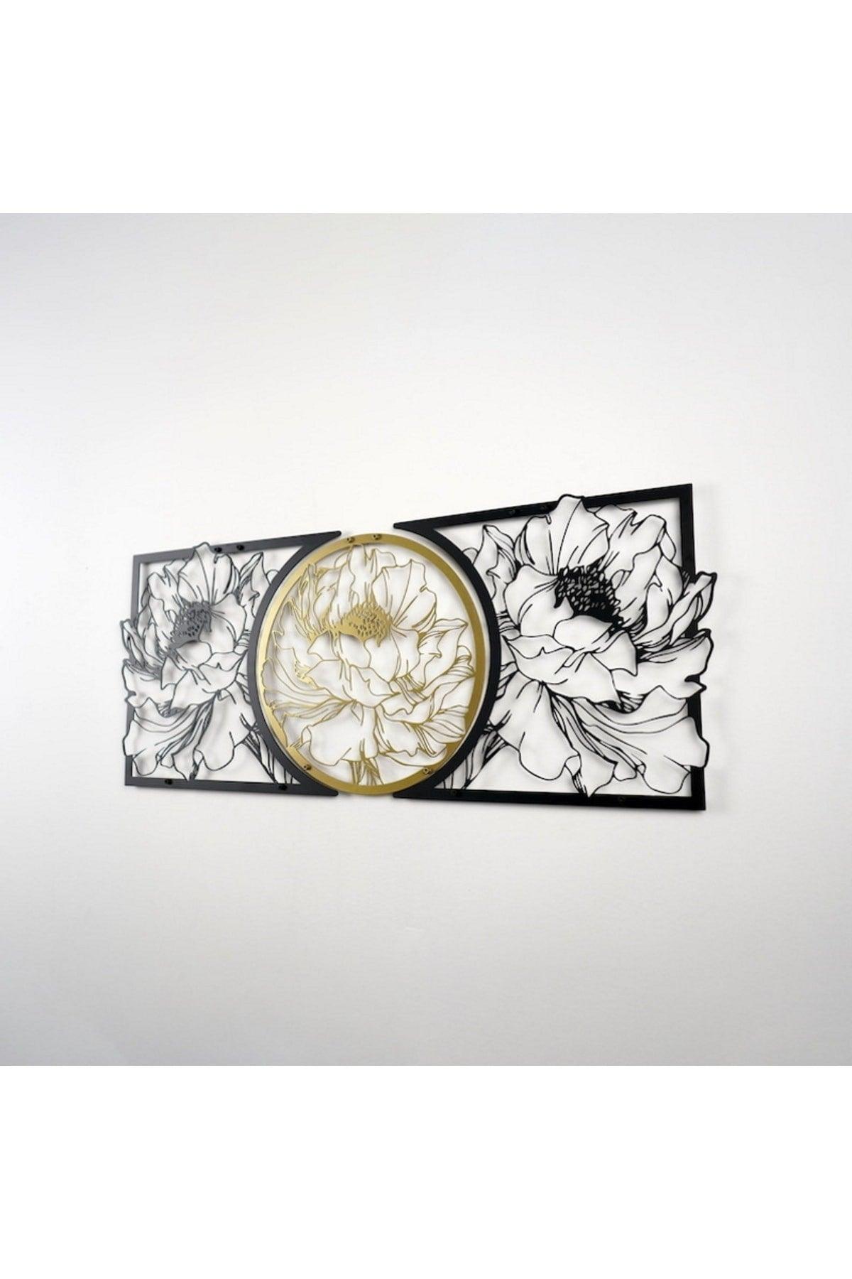 Three Flowers In Geometric Shapes Metal Wall Decor , Metal Wall Decor - Swordslife