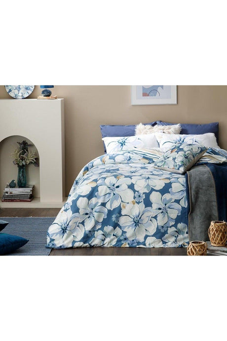 Georgia Cotton Double Duvet Cover Set 200x220 Cm Blue - Swordslife