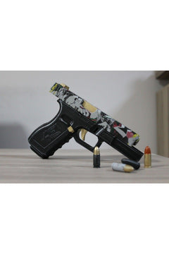 Realistic model Glock replica with gold slide for display or collection