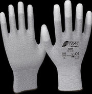 Gloves Gr.M gray/white Nylon-Carbon m.Polyurethane EN 388,EN 16350 Cat.II - Swordslife