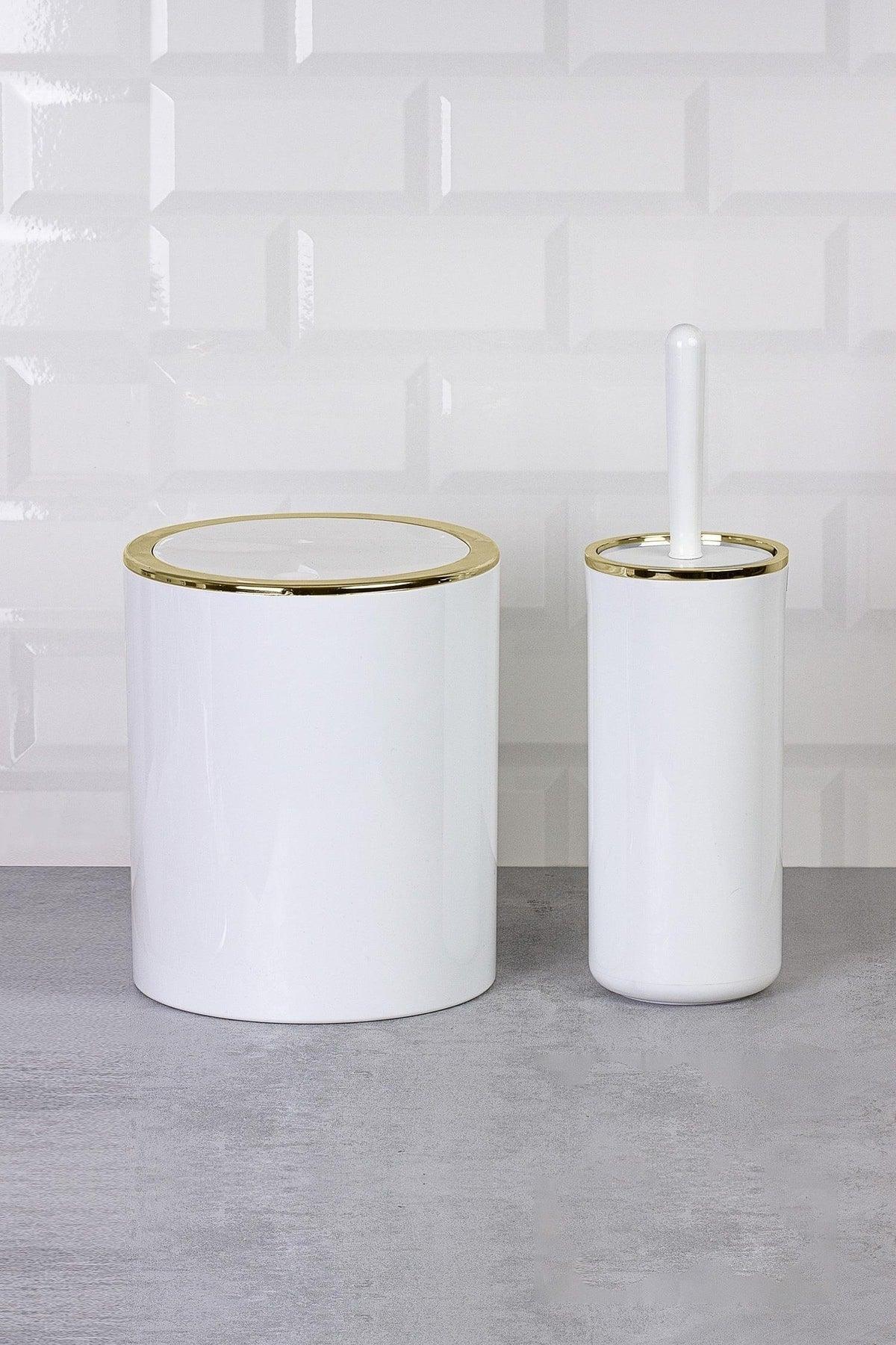 Gold Series White Round 2-Wc Bucket And Brush Set - Swordslife