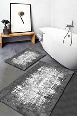 White Patterned 2-Pattern Carpet Set on Gray Base (60x100/40x60) - Wlly81 - Swordslife