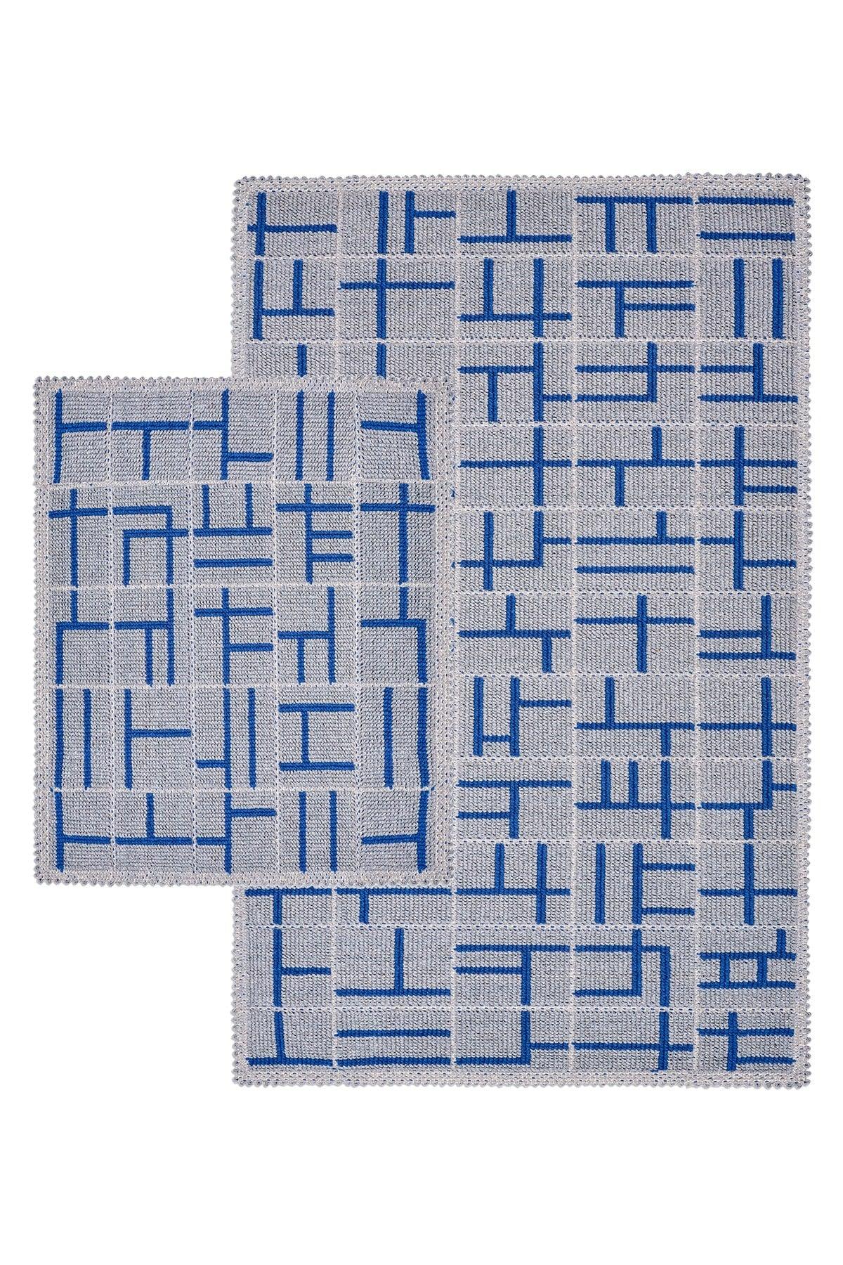 Grid Natural Cotton 2 Piece Bathroom Rug Set - Swordslife