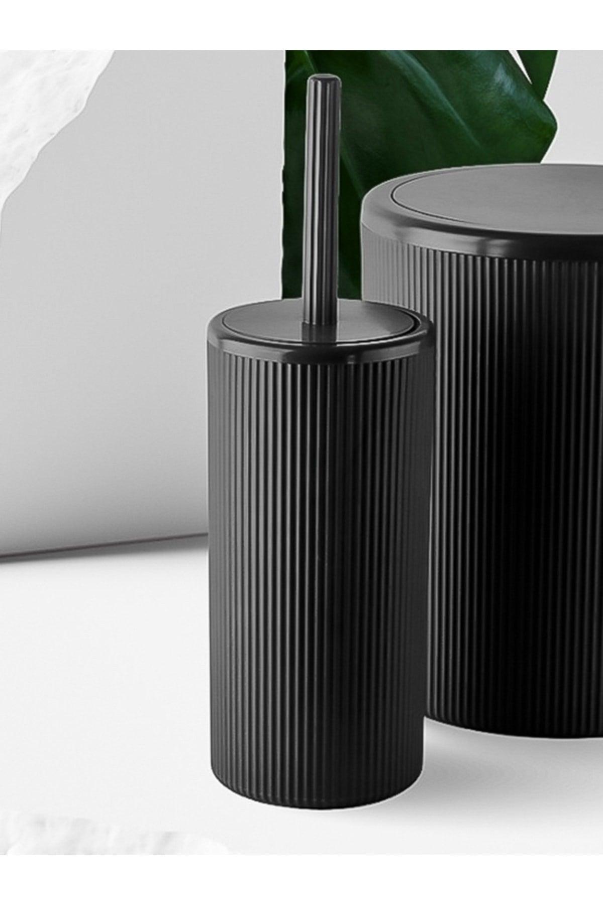 Guardano 2 Pcs Bathroom Set Black Dustbin Wc Brush 2 Pcs Bathroom Set - Swordslife