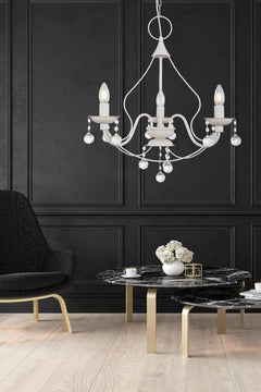 3-Piece White Pendant Chandelier with Adjustable Height
