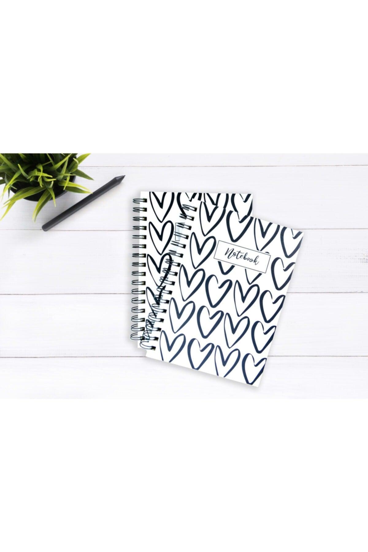 Heart Pattern Unlined Spiral Notebook