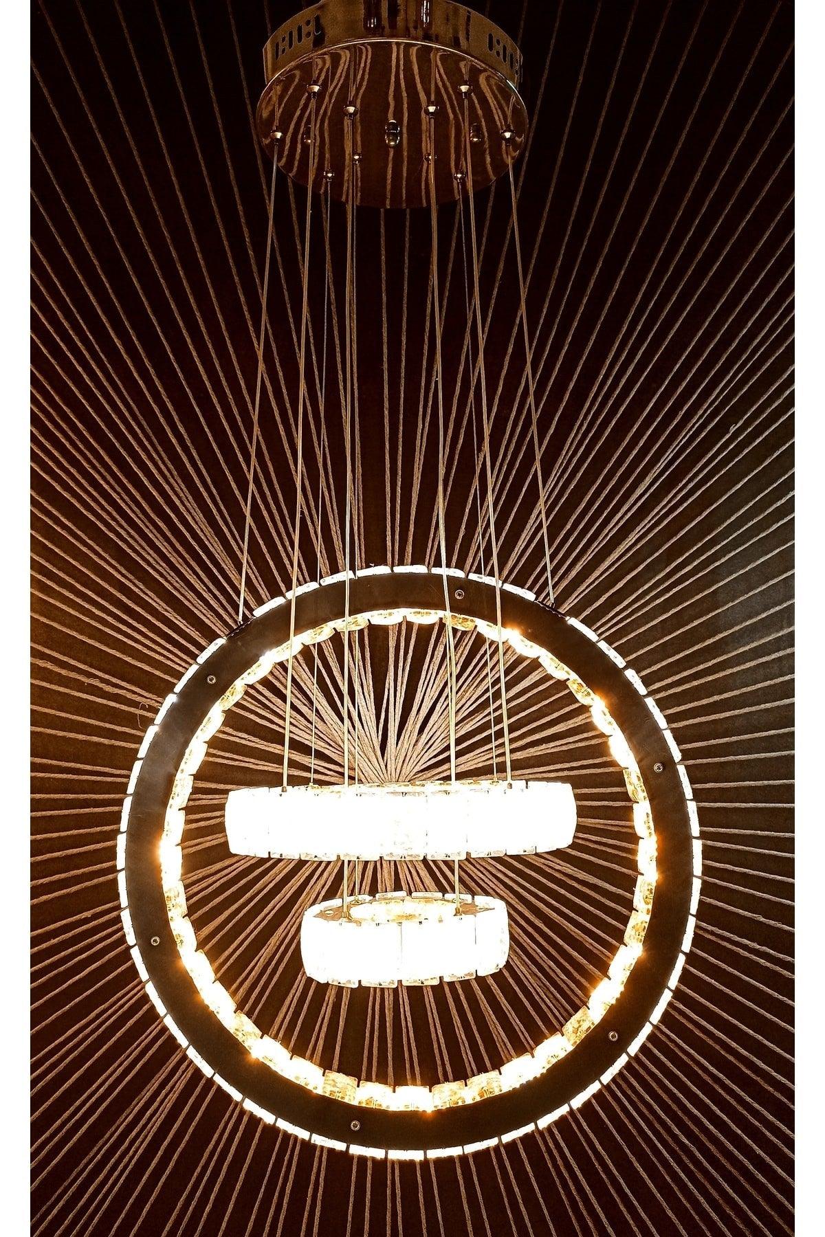 Home Kristal Stein 3 Tier 3 Farbe Led Kronleuchter Wohnzimmer Küche Schlafzimmer Kinderzimmer antre Kronleuchter - Swordslife