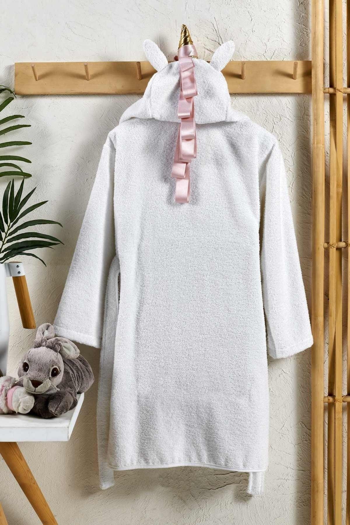 Hooded Kids Bathrobe Girl Bathrobe Unicorn Costume Animal White - Swordslife