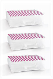 https://www.swordslife.com// Medium Size Pink Striped Storage Bag & Base Under-Cabinet Organizer Set of 3 53x44x20cm - Swordslife