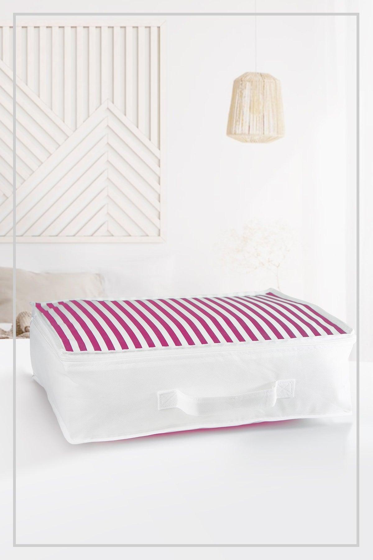 https://www.swordslife.com// Medium Size Pink Striped Storage Bag & Base Under-Cabinet Organizer Set of 3 53x44x20cm - Swordslife