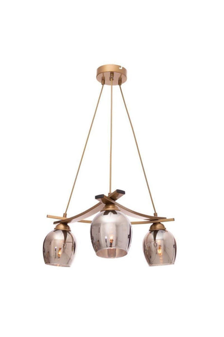 Inka 3-Piece Copper Tumbled Lins Glass Pendant Lamp Chandelier - Swordslife