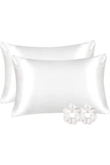 Silk Satin 50x70 Cm Pillow Cover 2 Pieces Buckle Curly Hair White 2 Pieces - Swordslife