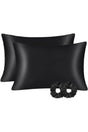 Silk Satin 50x70 Cm Pillow Cover 2 Pieces Buckle Curly Hair Black 2 Pieces - Swordslife