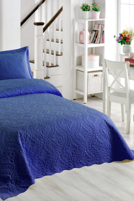 Ivy Navy Blue Double Microfiber Quilted Bedspread - Swordslife