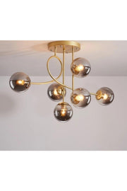Jade 6 Special Design Modern Sport Gold Color Smoked Globe Glass Chandelier - Swordslife