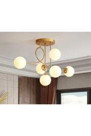 Jade 6 Special Design Modern Sport Gold Color Globe Glass Chandelier - Swordslife