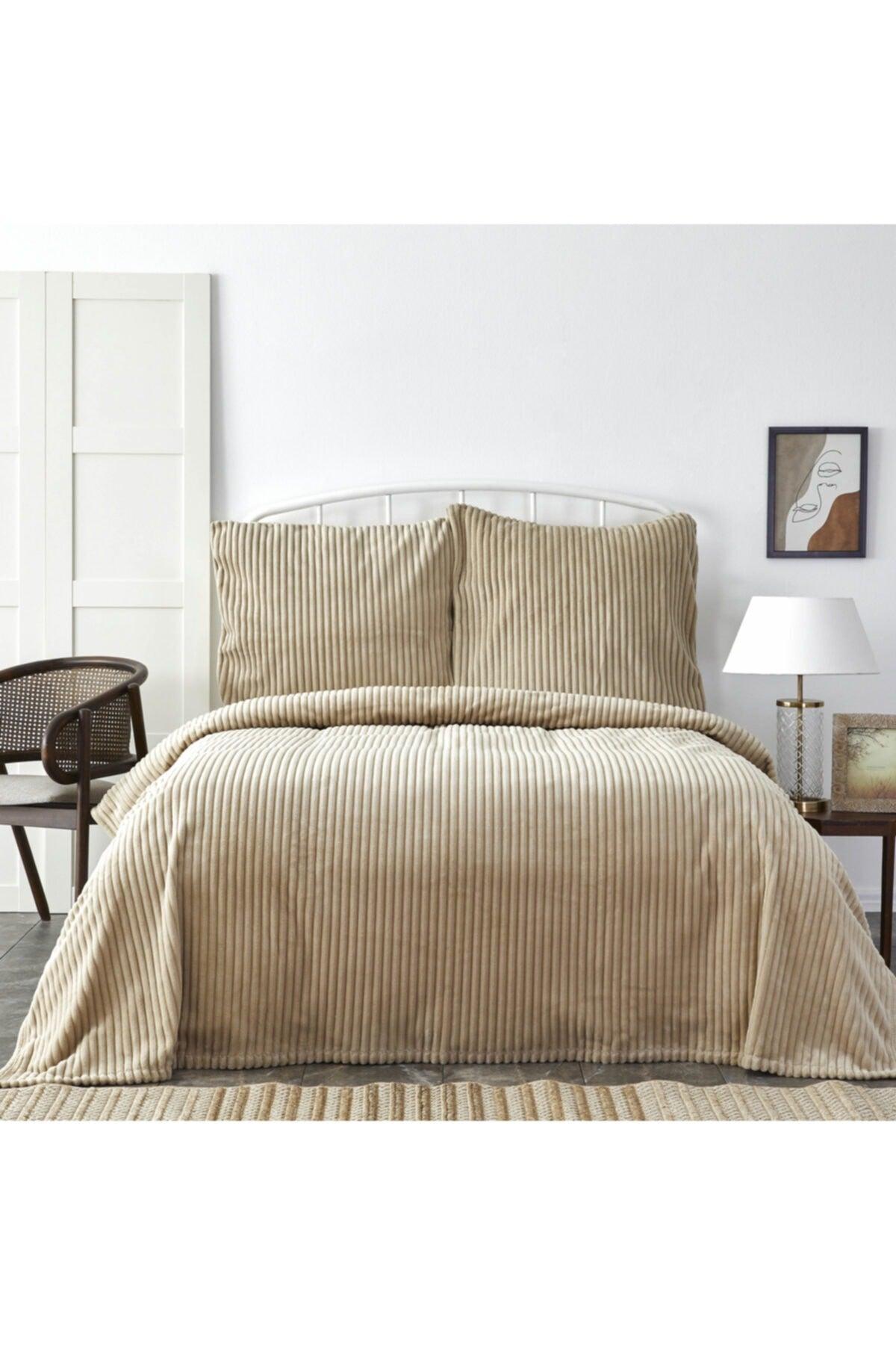 Joena Beige Double Soft Bedspread - Swordslife