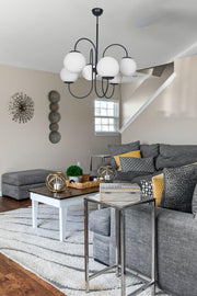 Jupiter Modern Luxury Design Black Color Case White Glass Pendant Lamp 6 Pieces Chandelier - Swordslife