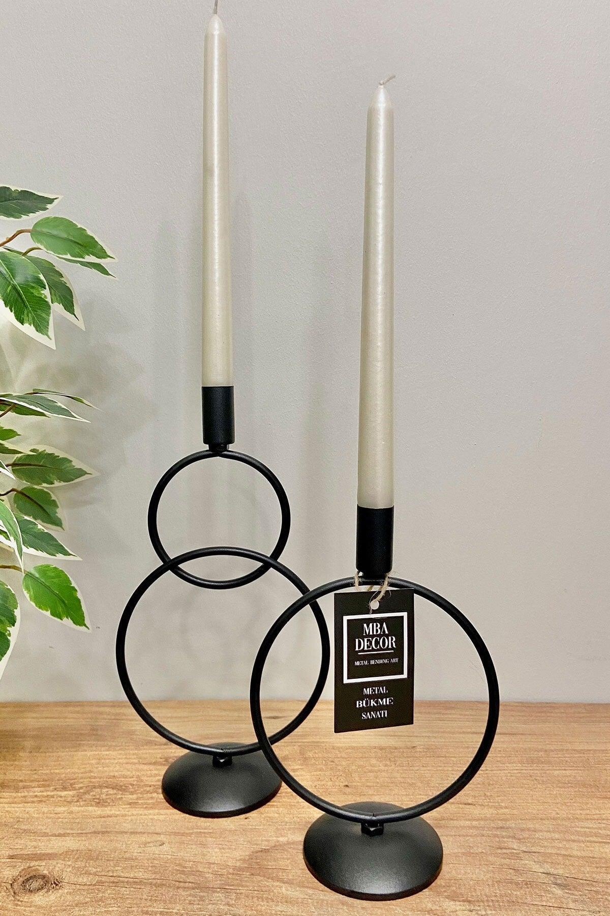 Snowman Black Candlestick Candle Holder Decorative Candle Holder Metal Stainless Filled Iron 28 Cm 2 Li Home Decoration - Swordslife