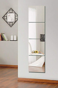 Four‑Piece Square Mirror Set 25 cm – 4 mm Glass