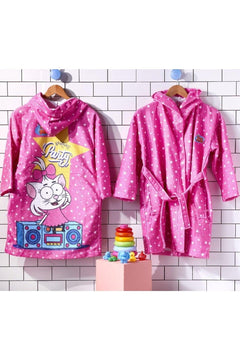 Soft cotton children's bathrobe with polyester exterior