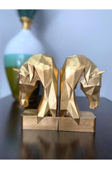 Book Holder Cubic Horse Figured 2 Pcs Gold Color Polyester - Swordslife