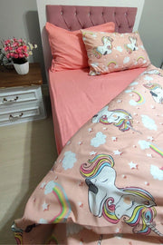 Girl Unicorn Printed Single Duvet Cover Set - Swordslife
