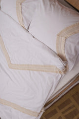 Cream Tassel Full Organic White 100% Cotton Double Duvet Cover Pillow Set - Swordslife