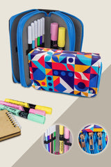 Pencil Case Colorful Themed Three Compartments