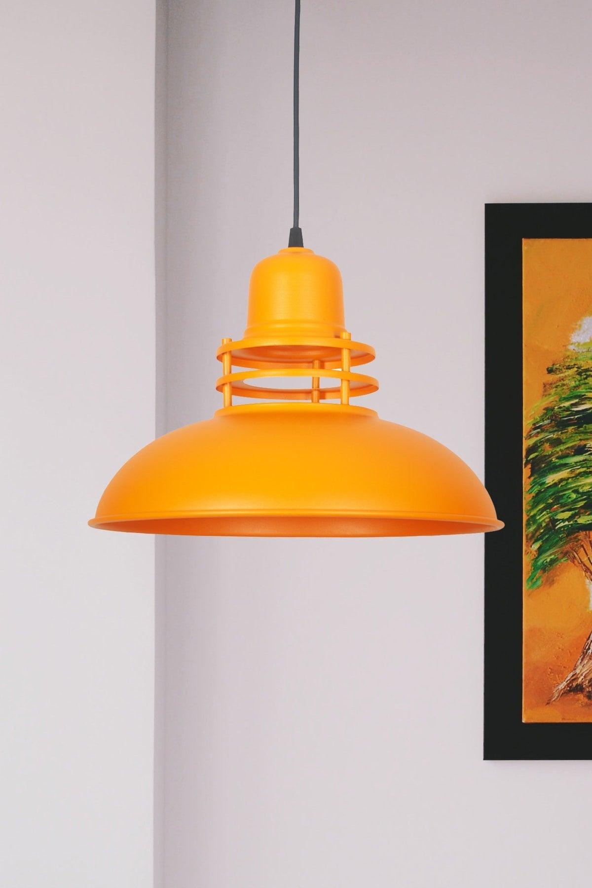 Fener Modern Design Plastered Pendant Lamp Metal Orange Color Pendant Lamp Cafe - Kitchen Single Chandelier - Swordslife