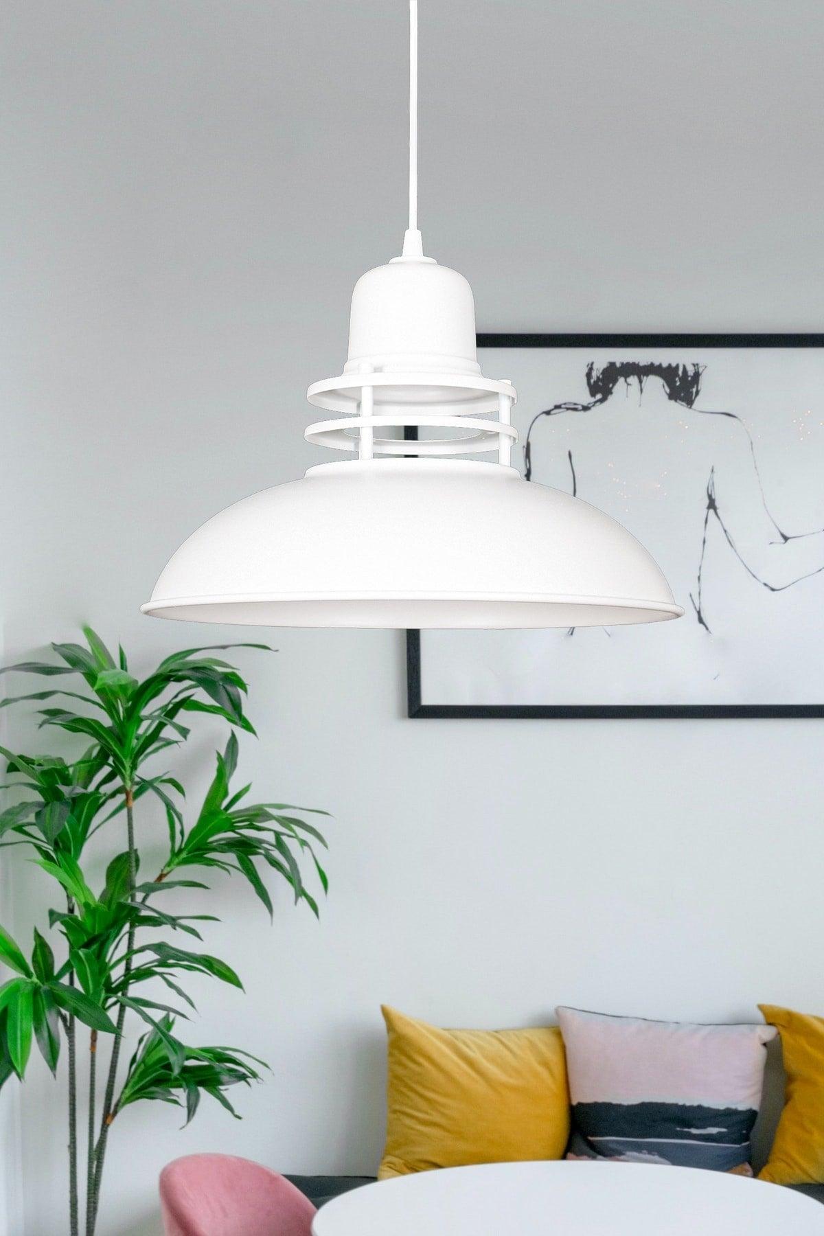 Fener Modern Design Plastered Pendant Lamp Metal White Color Pendant Lamp Cafe - Kitchen Single Chandelier - Swordslife