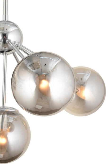 Larin 5 Piece Chrome Smoked Globe Glass Chandelier - Swordslife