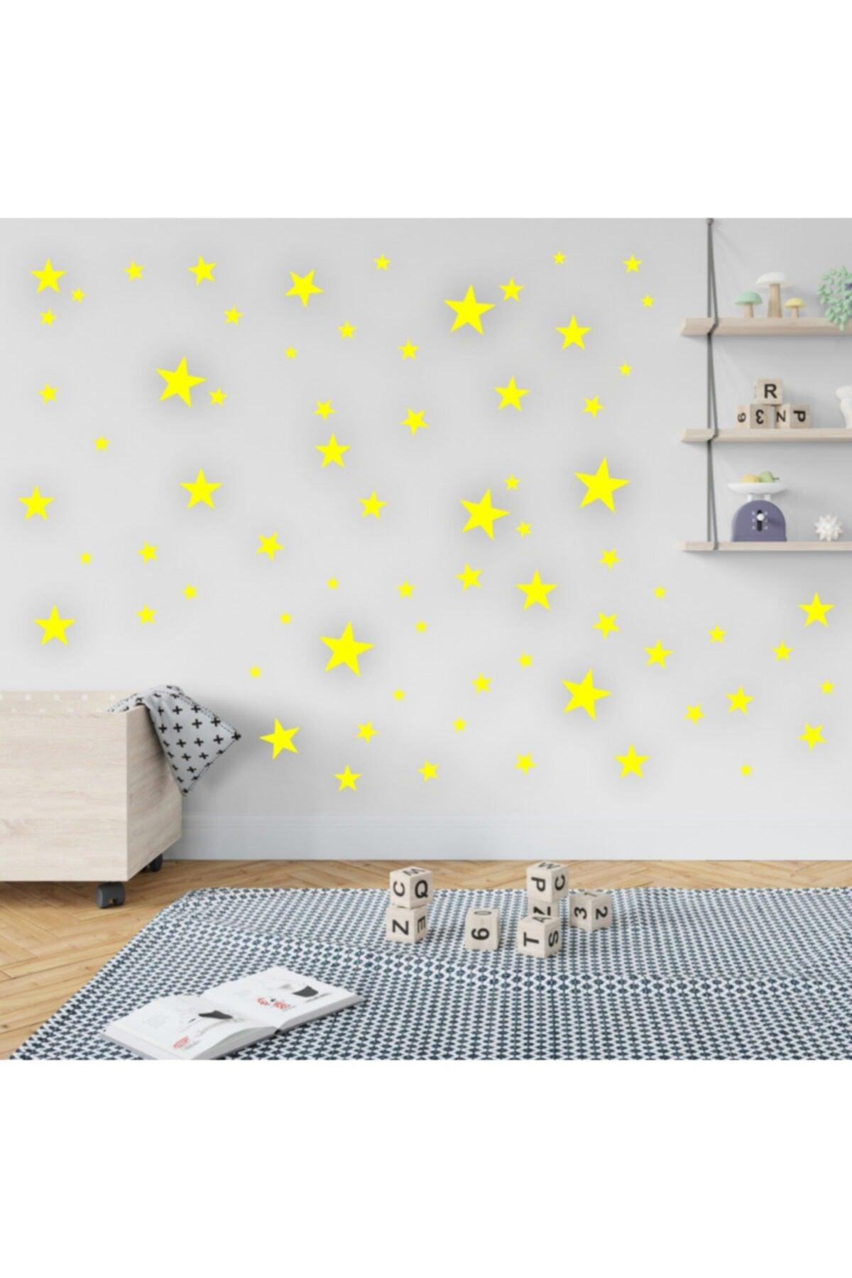 Laserschneiden Ahşap Star Decor 100 Stück - Gelb - Swordslife