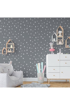 White laser-cut wooden star wall decor set - 100 pieces