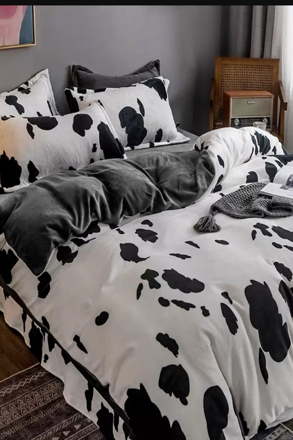 Elastic Linen Duvet Cover Set Double Full Dalmatian White - Swordslife