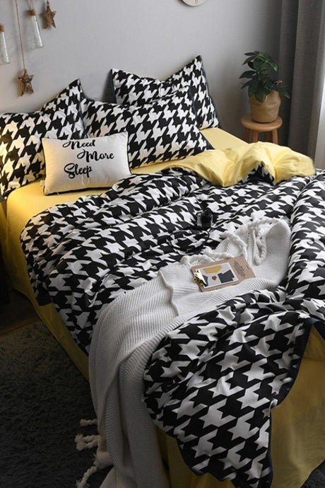 Rubber Linen Duvet Cover Set Double Crowbar Yellow Yellowline Series - Swordslife